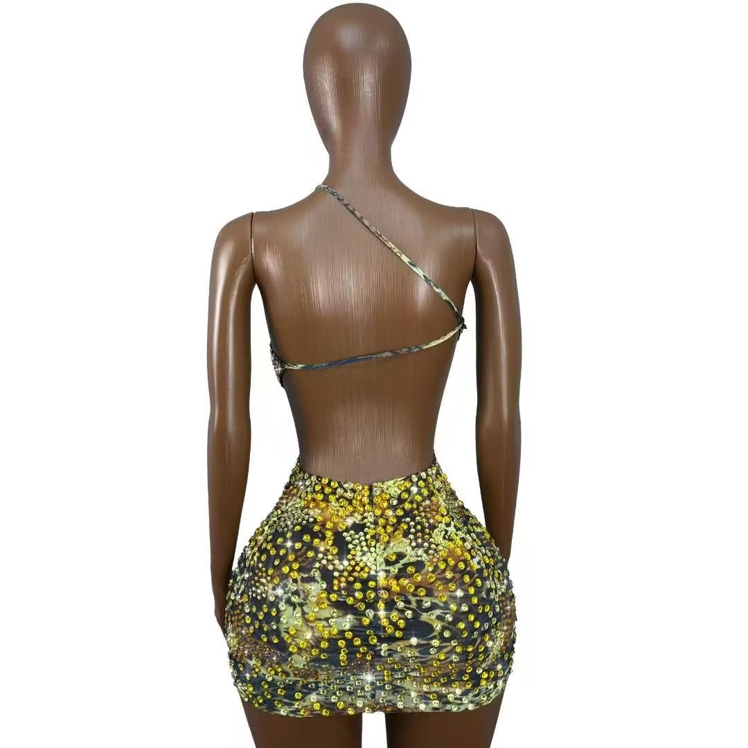 Vestido corto ajustado con est - Sparkly Rhinestone Club Party Dress reseña y precio