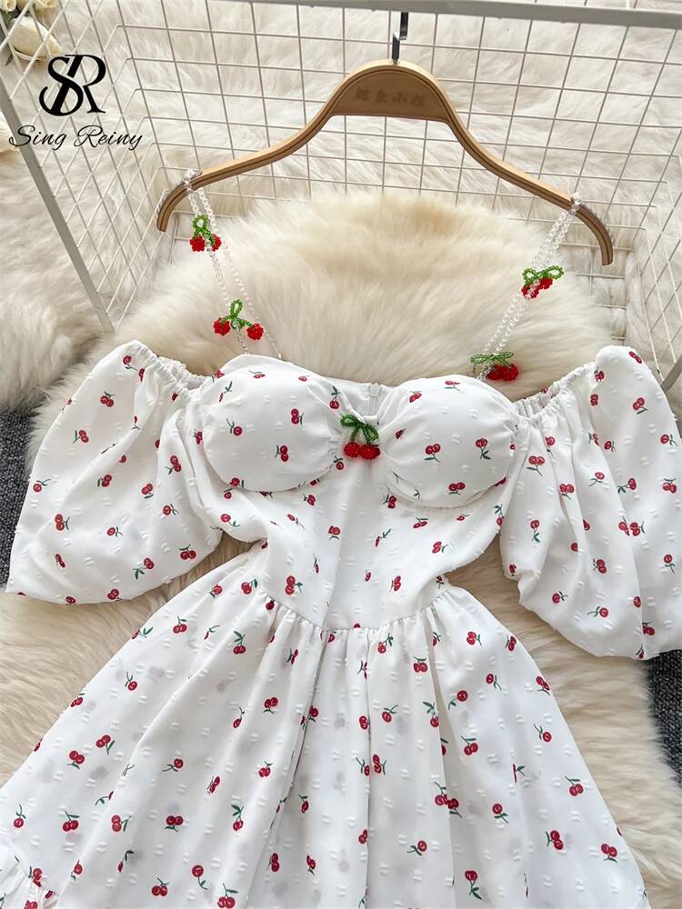 Vestido de Verano Estilo Fairy - Off Shoulder Puff Sleeve Sundress reseña y precio